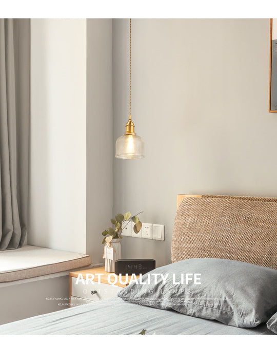 Contemporary Gold Suspension Pendant With Glass Dome For Bedroom Ceiling Lighting