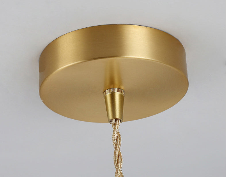 Contemporary Gold Suspension Pendant With Glass Dome For Bedroom Ceiling Lighting