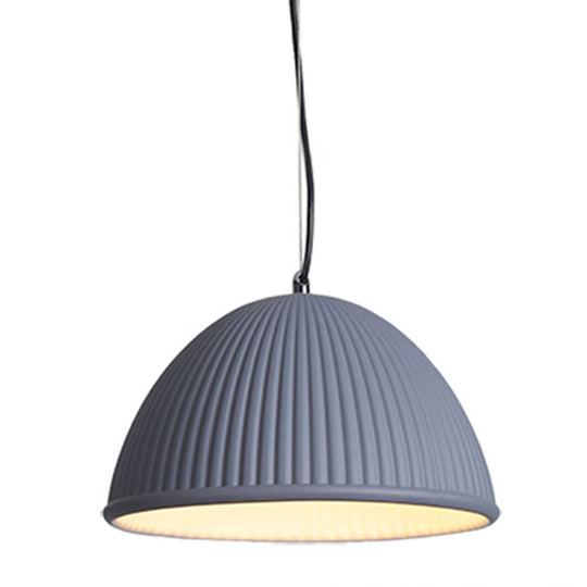 Minimalist Ribbed Pendant Light For Dining Room - Resin Hanging Lighting Fixture