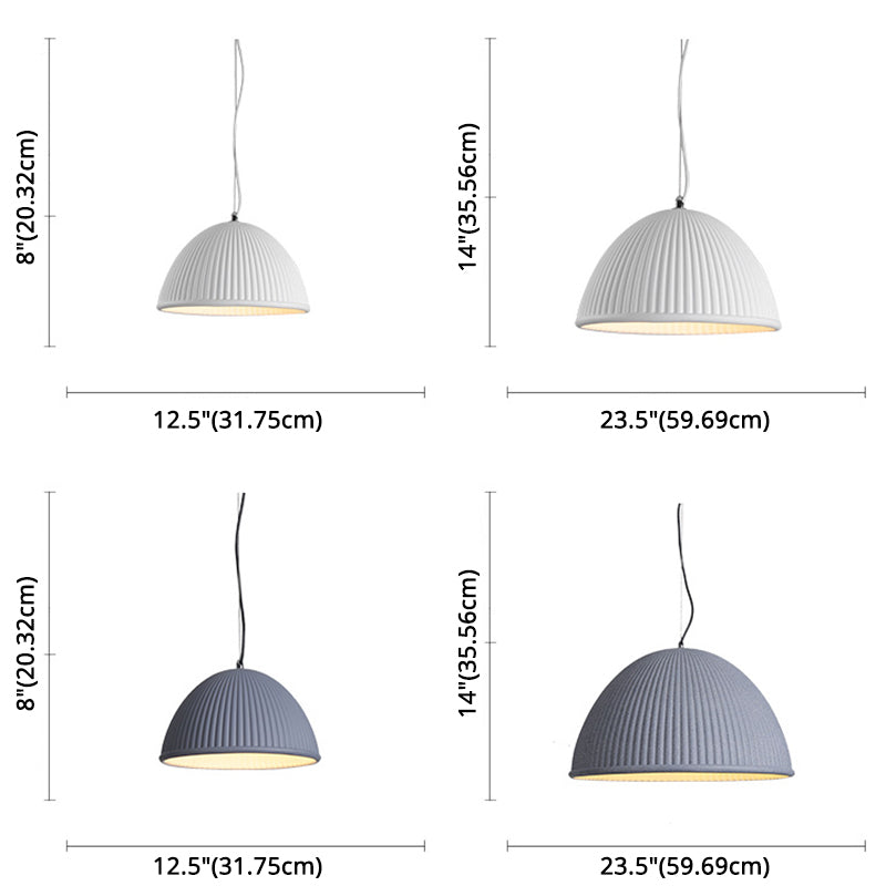 Minimalist Ribbed Pendant Light For Dining Room - Resin Hanging Lighting Fixture