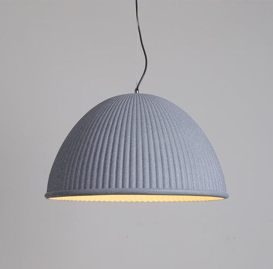 Minimalist Ribbed Pendant Light For Dining Room - Resin Hanging Lighting Fixture Grey / 12.5