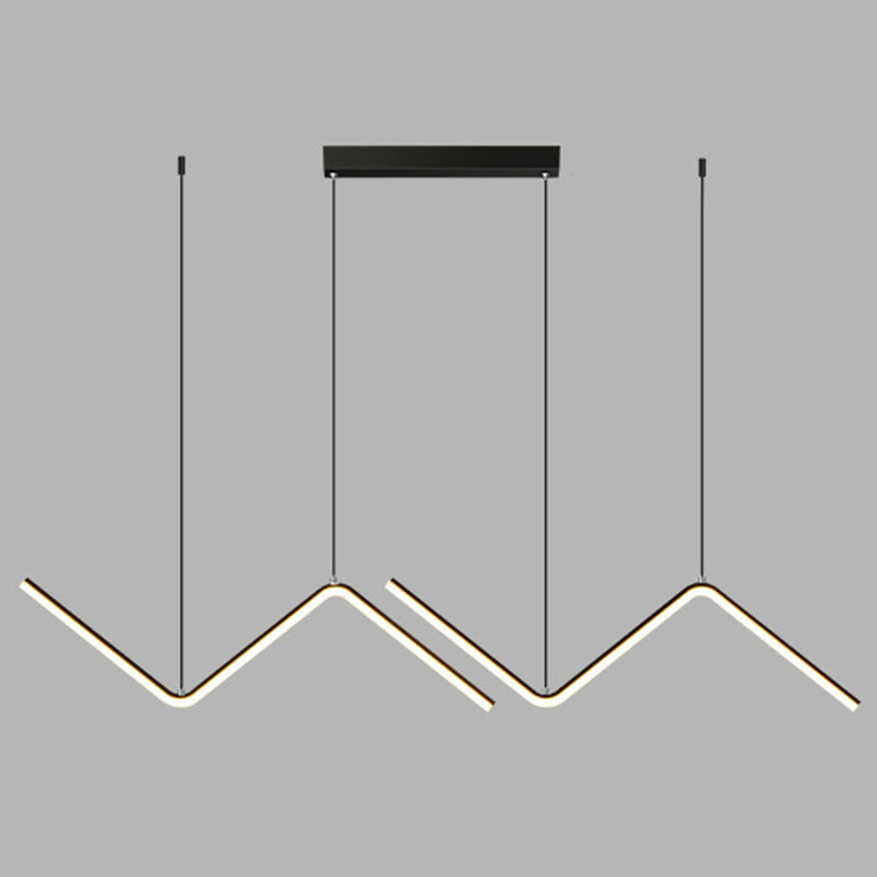 Contemporary Zigzag Pendant Led Light Fixture With Metal Suspension Black / Third Gear