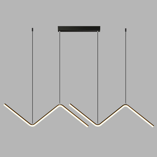 Contemporary Zigzag Pendant Led Light Fixture With Metal Suspension Black / Third Gear