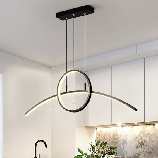 Modern Led Pendant Light Fixture: Circle And Linear Design With Metal Hanging