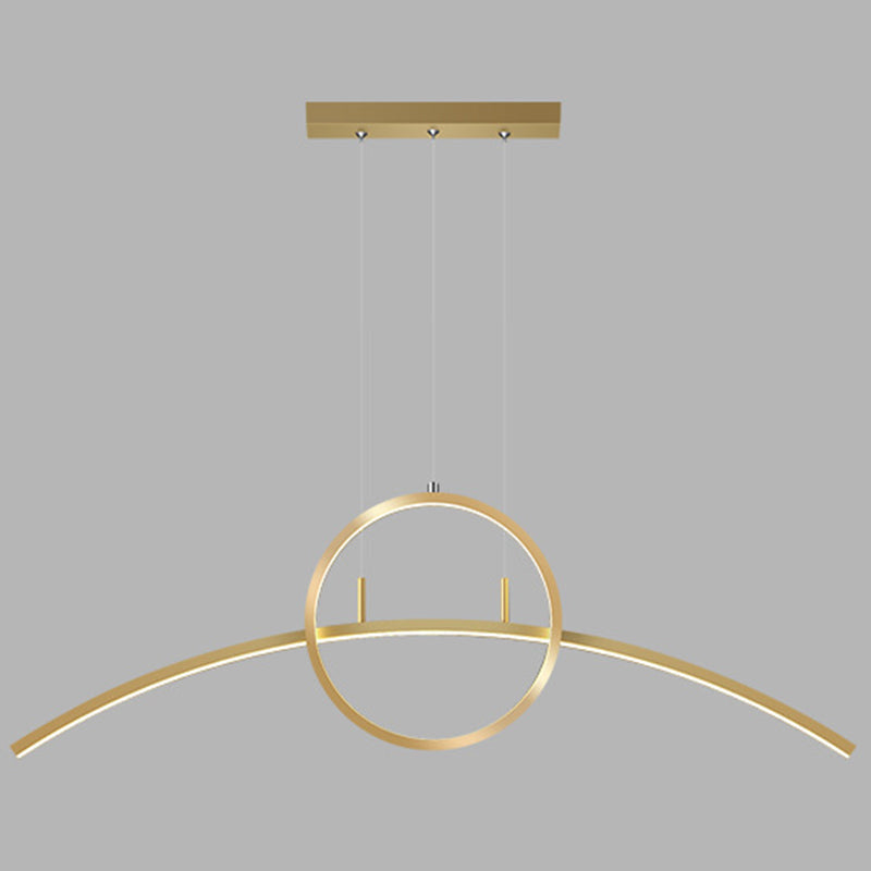 Modern Led Pendant Light Fixture: Circle And Linear Design With Metal Hanging Gold / White