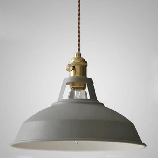 Contemporary Metal Barn Pendant Light Fixture For Restaurants Grey