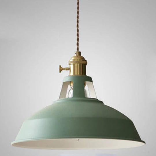 Contemporary Metal Barn Pendant Light Fixture For Restaurants Green