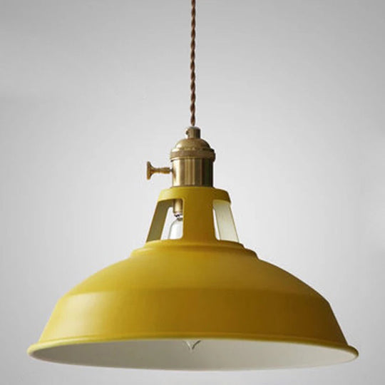 Contemporary Metal Barn Pendant Light Fixture For Restaurants Yellow