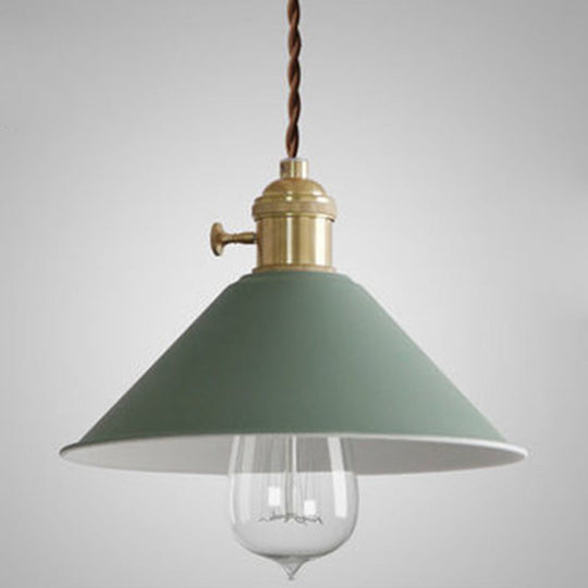 Tapered Metal Pendant Lamp For Modern Dining Room Lighting Green