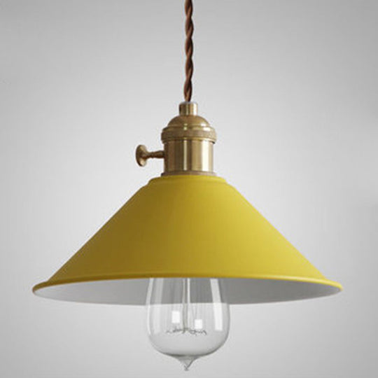 Tapered Metal Pendant Lamp For Modern Dining Room Lighting Yellow