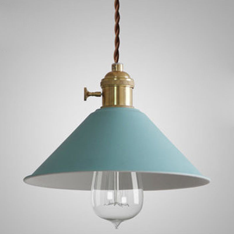 Tapered Metal Pendant Lamp For Modern Dining Room Lighting Blue