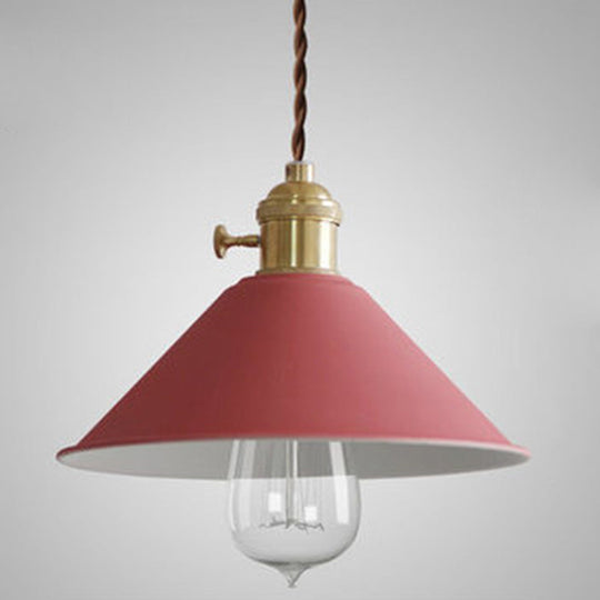 Tapered Metal Pendant Lamp For Modern Dining Room Lighting Red