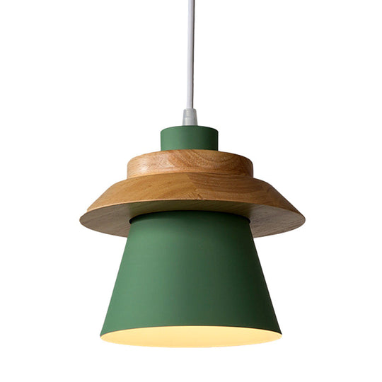 Minimalist Metal & Wooden Pendant Light Fixture For Dining Room - Down Lighting