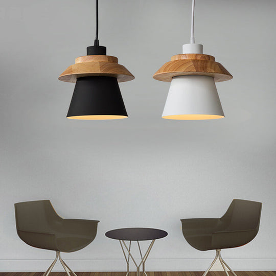 Minimalist Metal & Wooden Pendant Light Fixture For Dining Room - Down Lighting