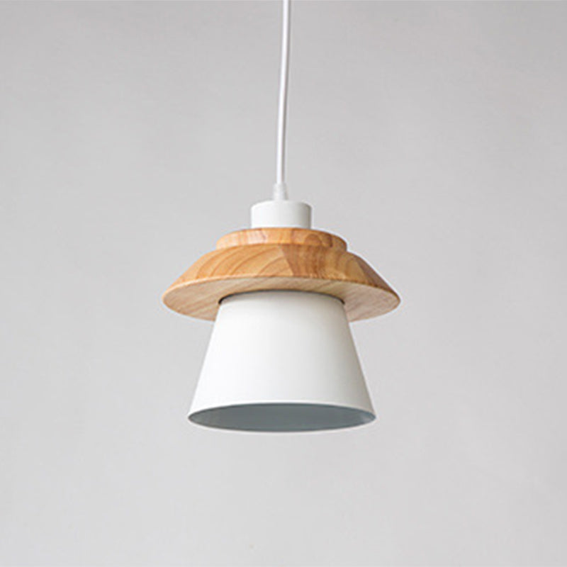 Minimalist Metal & Wooden Pendant Light Fixture For Dining Room - Down Lighting