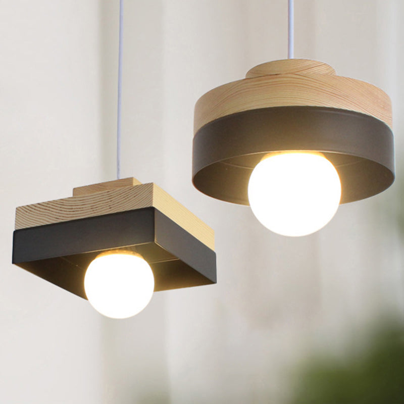 Contemporary Wood Shade Pendant Light Fixture For Dining Room Ceiling