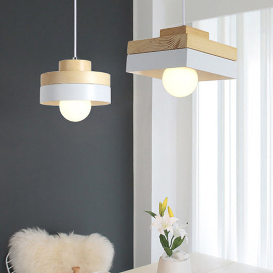 Contemporary Wood Shade Pendant Light Fixture For Dining Room Ceiling