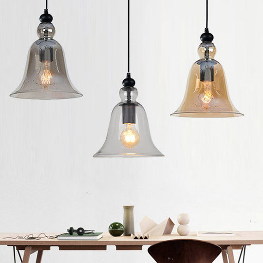 Industrial Style Bell Pendant Light Fixture - Ideal For Restaurants Glass Hanging