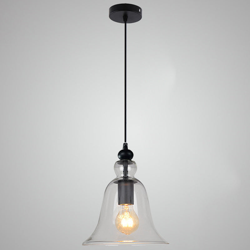 Industrial Style Bell Pendant Light Fixture - Ideal For Restaurants Glass Hanging Clear