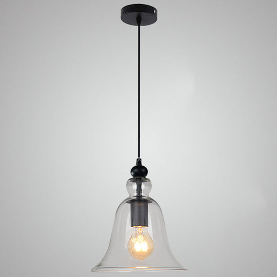 Industrial Style Bell Pendant Light Fixture - Ideal For Restaurants Glass Hanging Clear