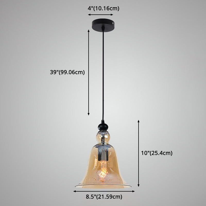 Industrial Style Bell Pendant Light Fixture - Ideal For Restaurants Glass Hanging