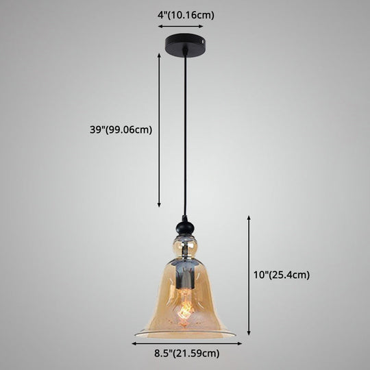 Industrial Style Bell Pendant Light Fixture - Ideal For Restaurants Glass Hanging