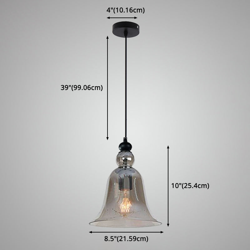 Industrial Style Bell Pendant Light Fixture - Ideal For Restaurants Glass Hanging