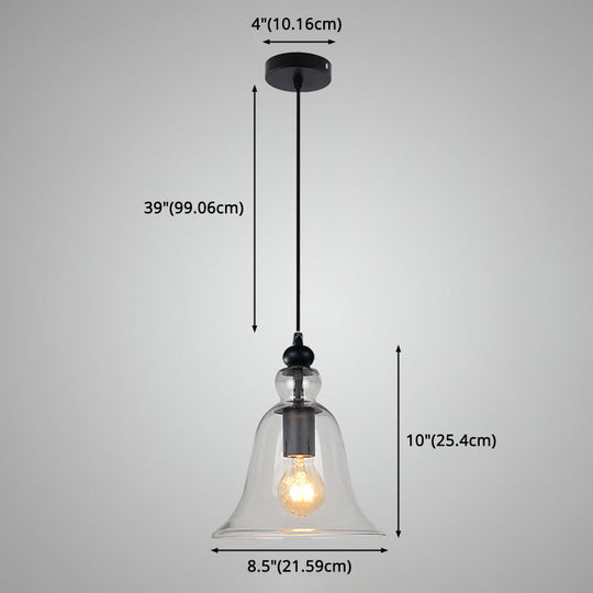 Industrial Style Bell Pendant Light Fixture - Ideal For Restaurants Glass Hanging