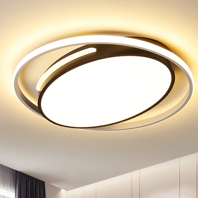 Black Oval Flush Mount Lighting - Metallic LED Flush Light with Frosted Diffuser - 16"/19.5" Wide