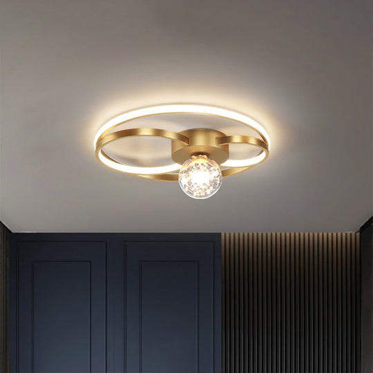 Led Flush Mount Ceiling Light Fixture - Modern Black Round Close To Lighting With Metal Shade Gold /