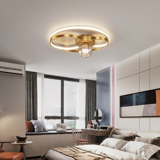 Led Flush Mount Ceiling Light Fixture - Modern Black Round Close To Lighting With Metal Shade