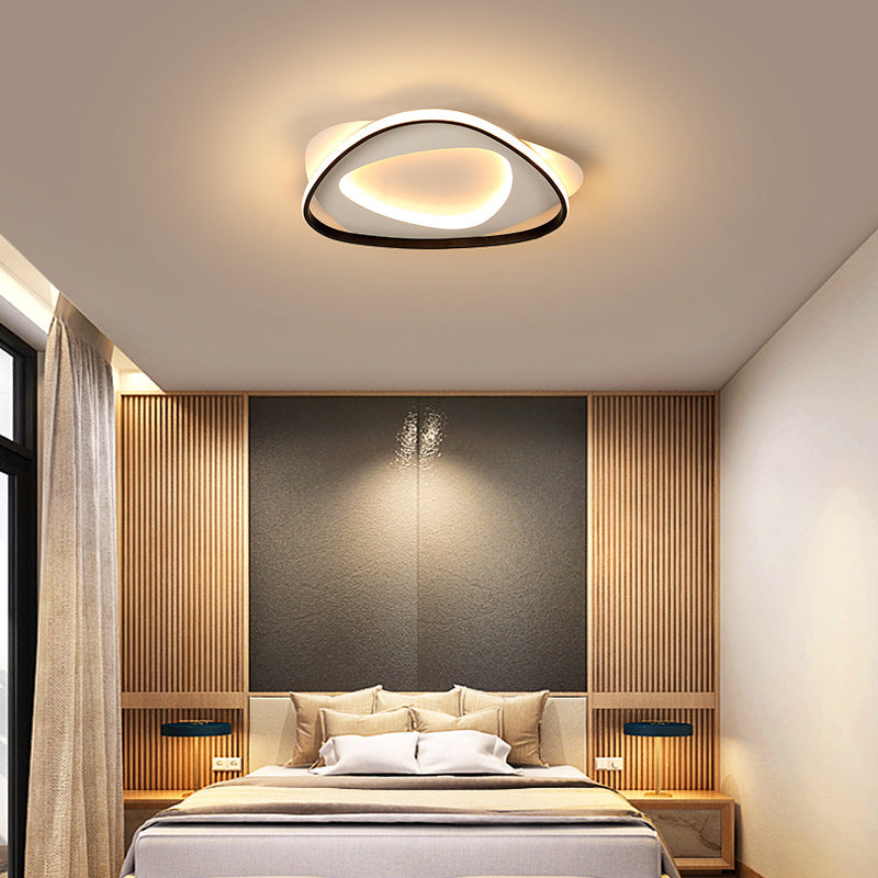 Modern Black Metal Led Triangle Flush Mount Ceiling Light For Bedroom