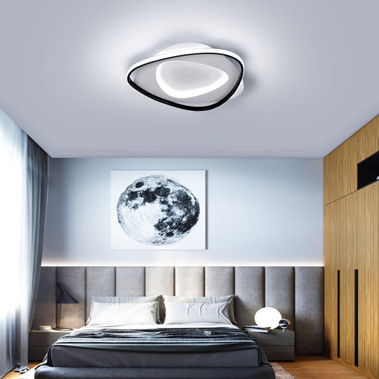 Modern Black Metal Led Triangle Flush Mount Ceiling Light For Bedroom