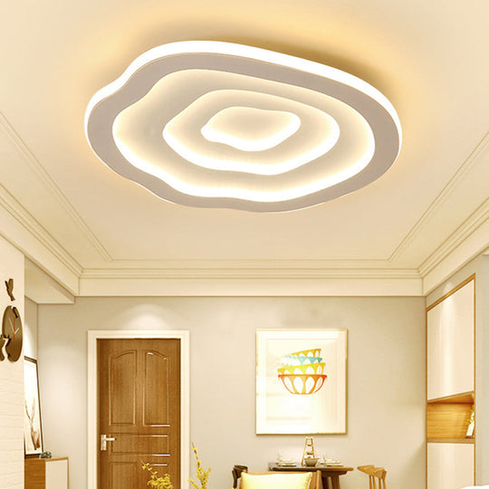 White Flower Led Flush Mount Ceiling Light With Minimalist Acrylic Design