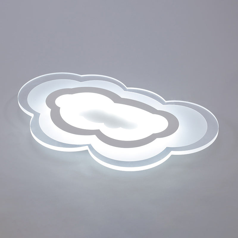 Minimalist Led Acrylic Cloud Flush-Mount Light Fixture - White Ceiling Lighting /