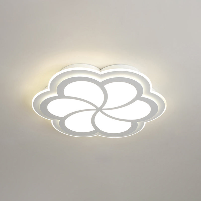 Sleek Led Flush Mount Light Fixture - White Petal Design With Acrylic Shade Close To Ceiling