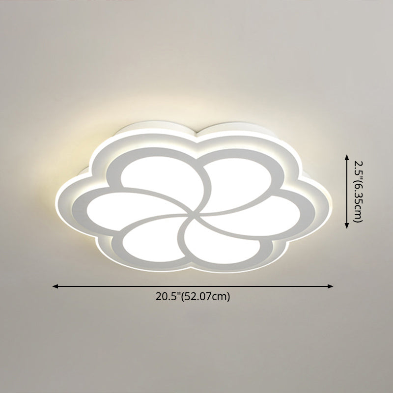 Sleek Led Flush Mount Light Fixture - White Petal Design With Acrylic Shade Close To Ceiling