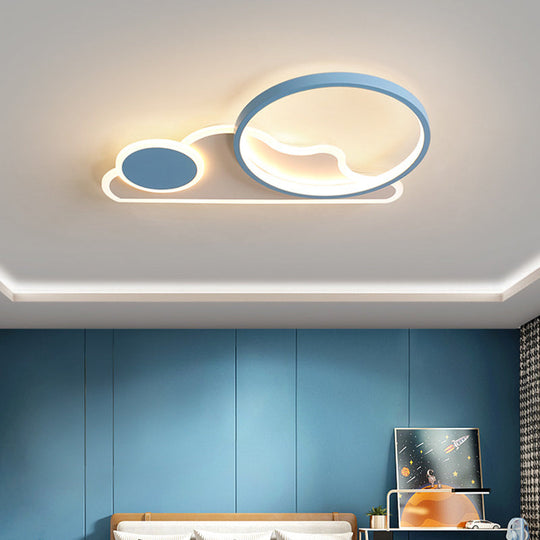 Simplicity Led Flush Ceiling Light For Bedroom And Living Room - Cloud Circle Design Blue / Warm