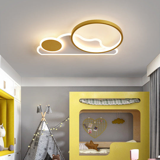 Simplicity Led Flush Ceiling Light For Bedroom And Living Room - Cloud Circle Design Gold / Warm