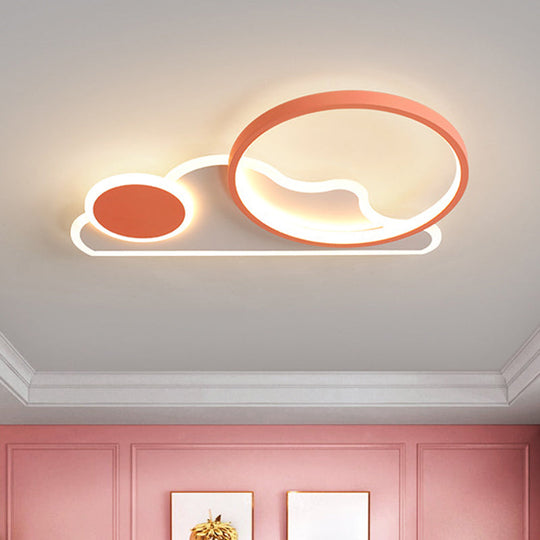 Simplicity Led Flush Ceiling Light For Bedroom And Living Room - Cloud Circle Design Pink / White