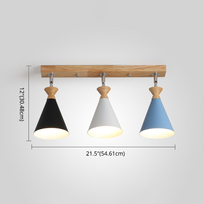 Modern Beige Ceiling Mount Light Fixture For Living Room With Metal Cone Shade