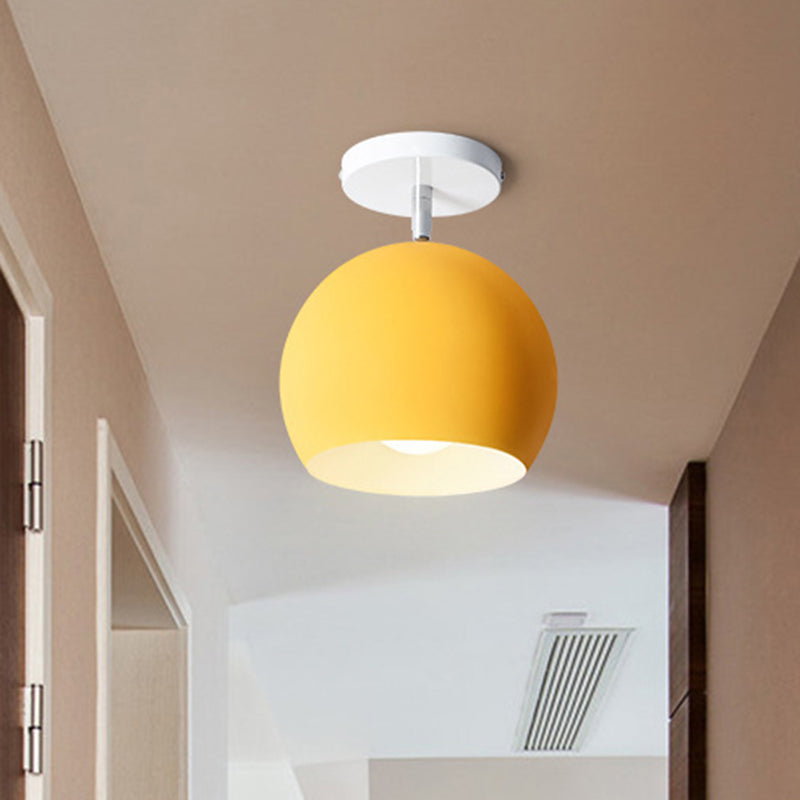 Nordic Style Round Ceiling Flush Mount Light With Metal Aisle Close To Lighting Yellow