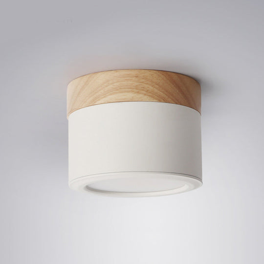 Nordic Style Led Metal Cylinder Flush Mount Ceiling Light White / Warm