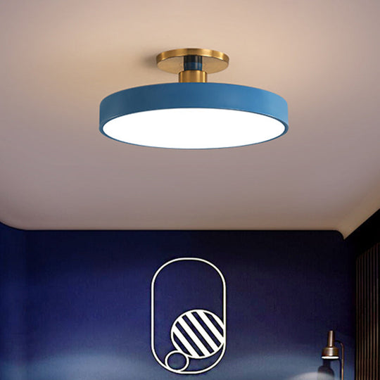 Modern Led Acrylic Semi Flush Mount Ceiling Light Fixture With Circular Ring Design Blue / Warm