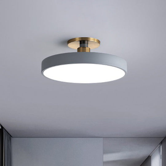 Modern Led Acrylic Semi Flush Mount Ceiling Light Fixture With Circular Ring Design Grey / Warm