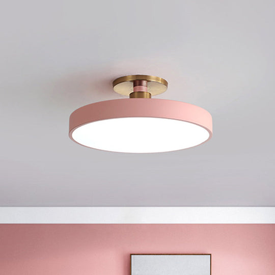 Modern Led Acrylic Semi Flush Mount Ceiling Light Fixture With Circular Ring Design Pink / Warm