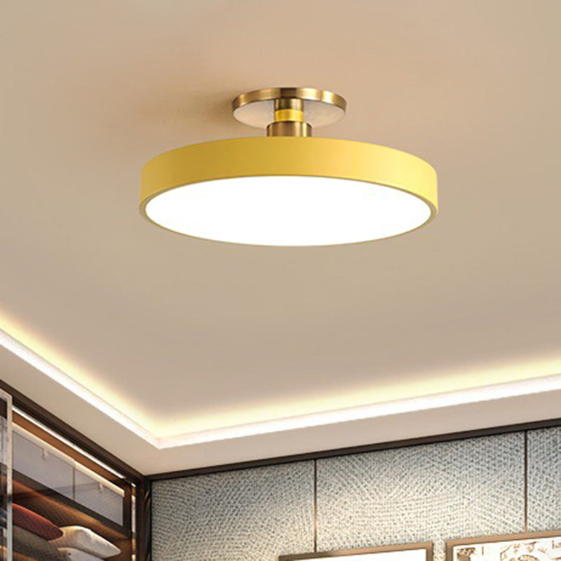 Modern Led Acrylic Semi Flush Mount Ceiling Light Fixture With Circular Ring Design