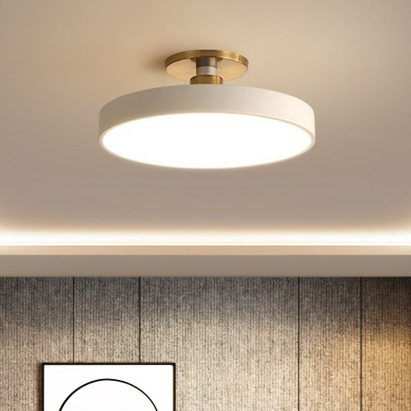 Modern Led Acrylic Semi Flush Mount Ceiling Light Fixture With Circular Ring Design