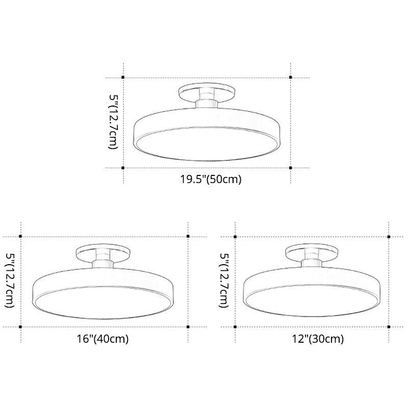 Modern Led Acrylic Semi Flush Mount Ceiling Light Fixture With Circular Ring Design