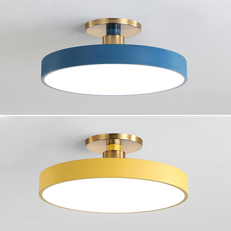 Modern Led Acrylic Semi Flush Mount Ceiling Light Fixture With Circular Ring Design